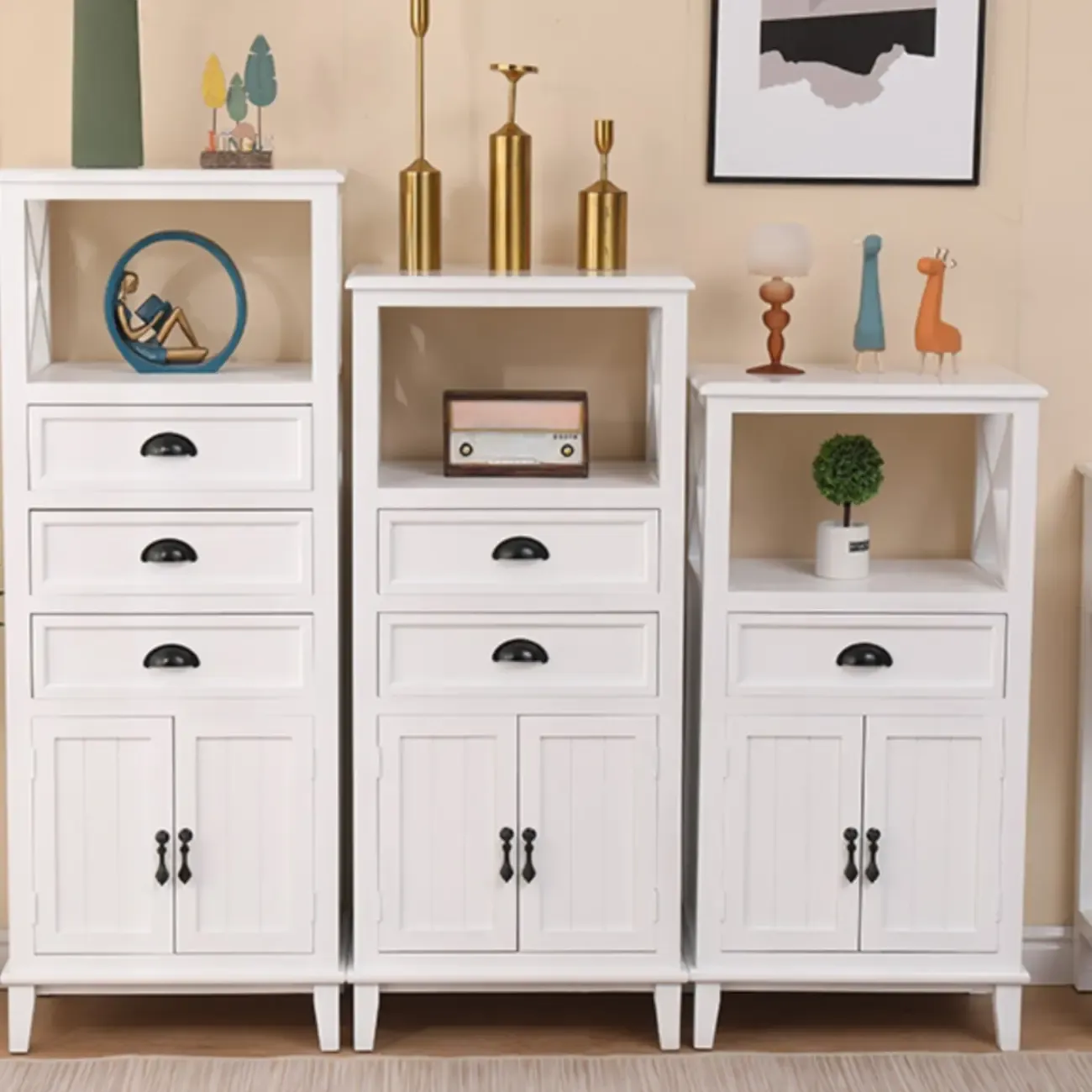 Modern Rectangular Accent Cabinet with Exterior Shelf   Image - 1