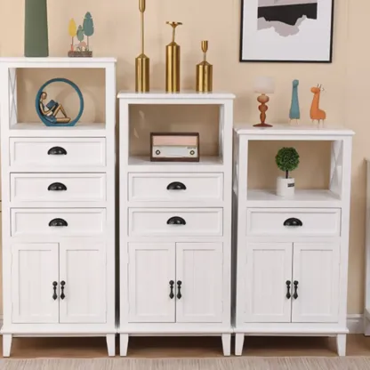 Modern Rectangular Accent Cabinet with Exterior Shelf   Image - 1