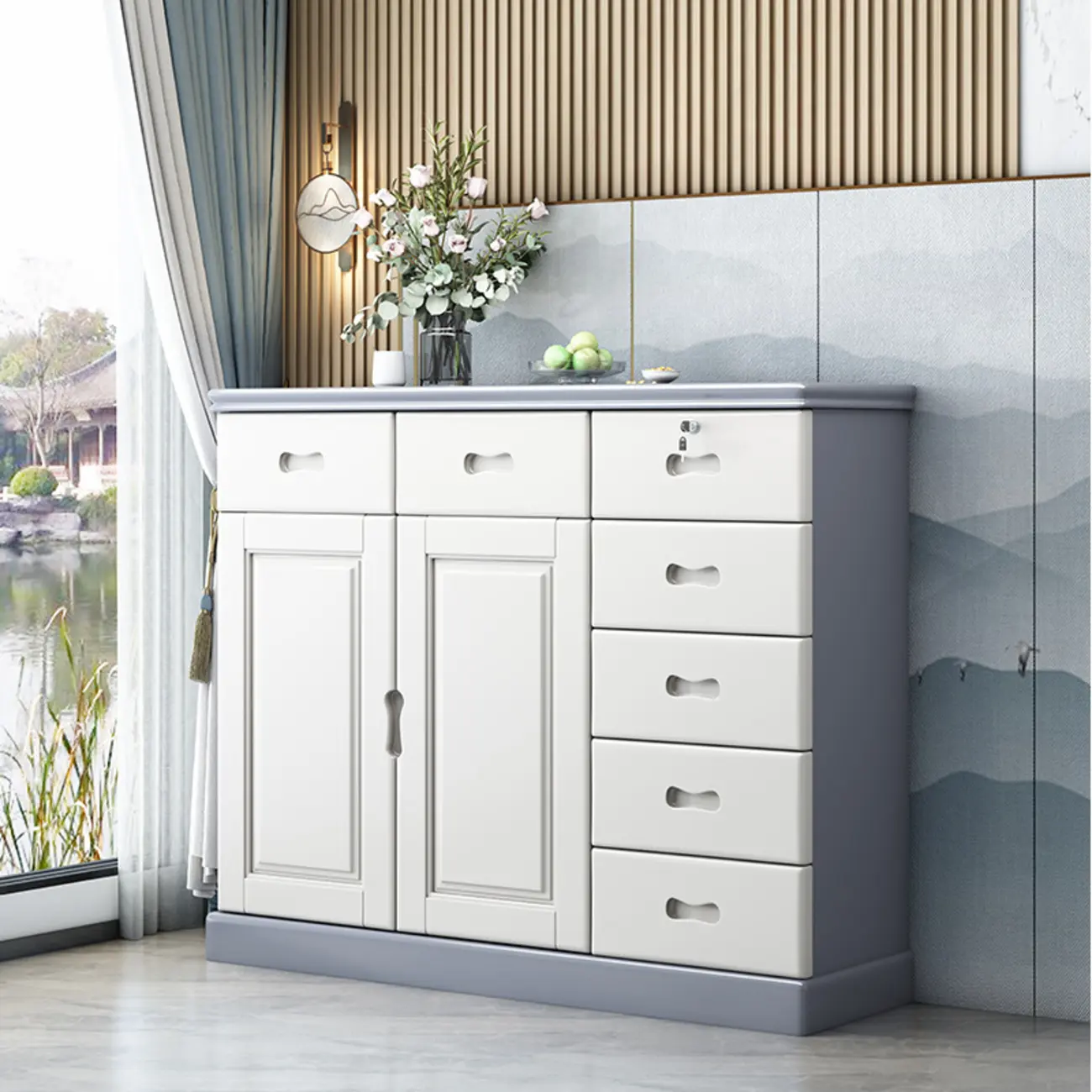 Large Modern Versatile Grey Wooden Storage Cabinet | homeyfad