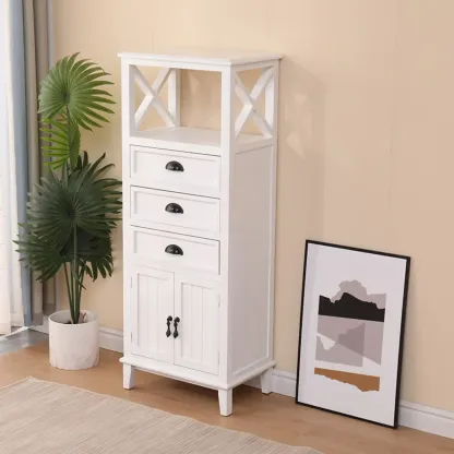 Modern Rectangular Accent Cabinet with Exterior Shelf   Image - 2