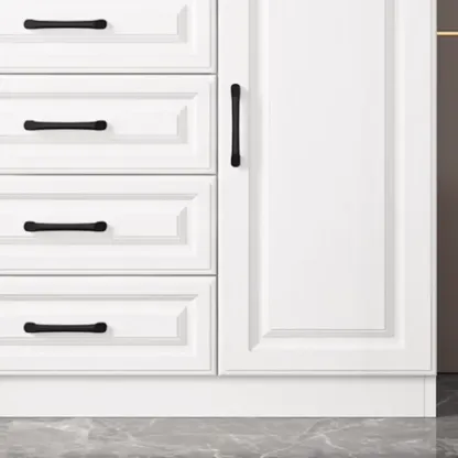 Freestanding White Wooden Cabinet with Drawers & Doors Image - 10