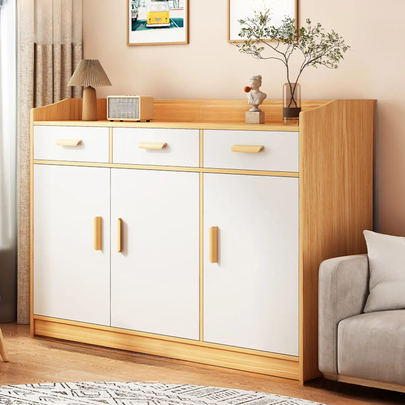 Modern White Storage Cabinet with Drawers for Entryway  Image - 21 | homeyfad
