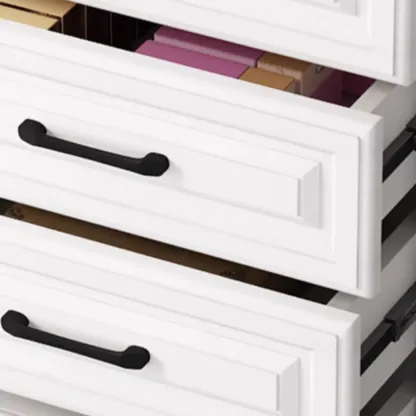 Freestanding White Wooden Cabinet with Drawers & Doors Image - 11