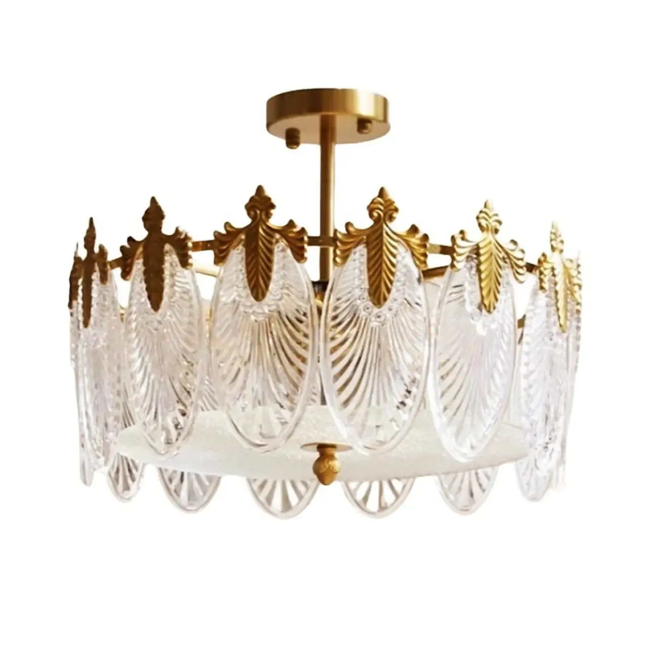 Vintage Glass Leaf Round Ceiling Light for Living Room Elegance Image - 5