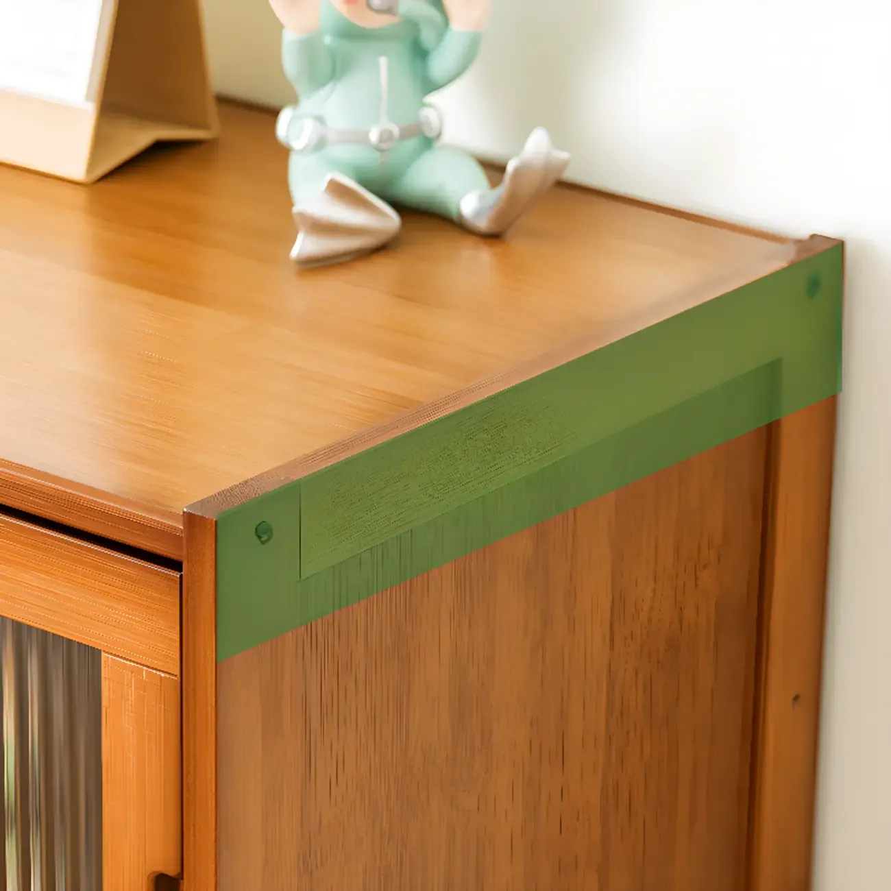 Wooden Bamboo Brown Storage Cabinets with Squared Legs Image - 7