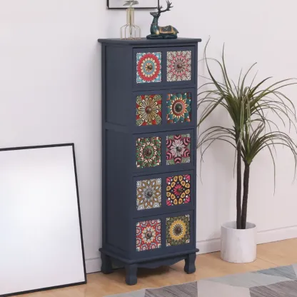 Mid-Century Modern Cabinet with Decorative patterns for Home Image - 5