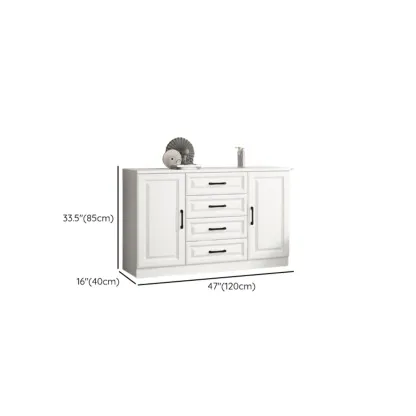 Freestanding White Wooden Cabinet with Drawers & Doors #size