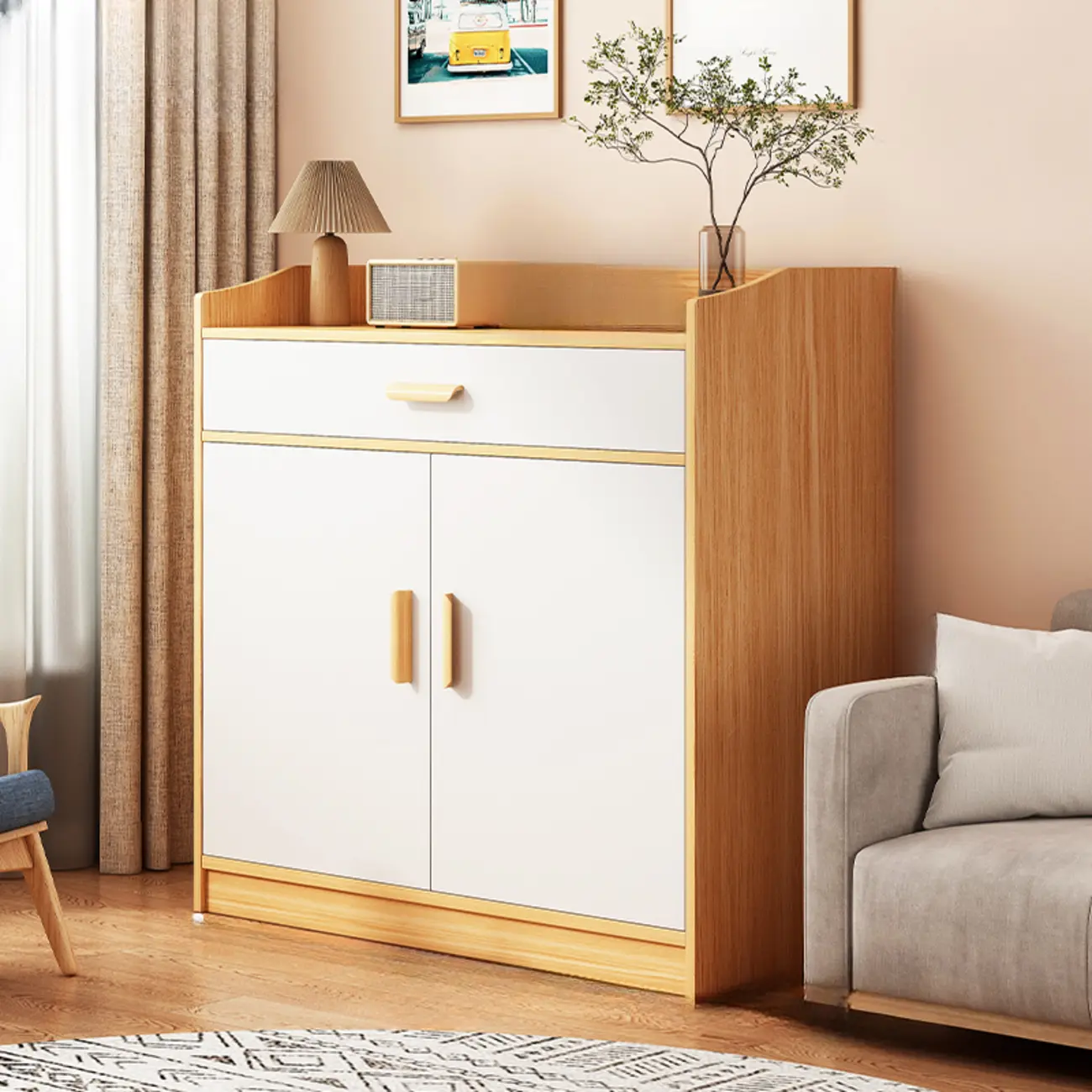 Modern White Storage Cabinet with Drawers for Entryway  Image - 22 | homeyfad