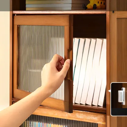 Wooden Bamboo Brown Storage Cabinets with Squared Legs Image - 8