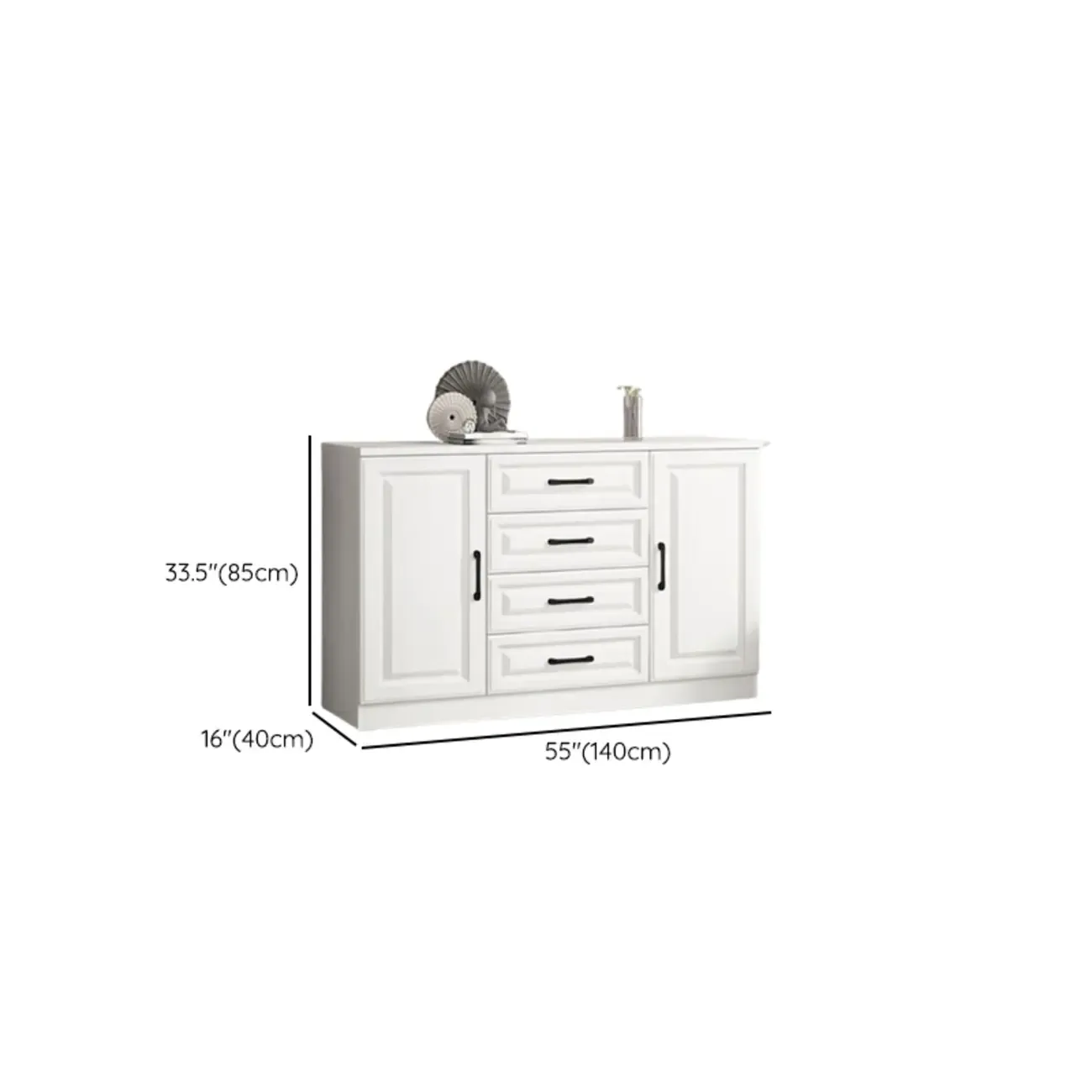 Freestanding White Wooden Cabinet with Drawers & Doors Image - 13