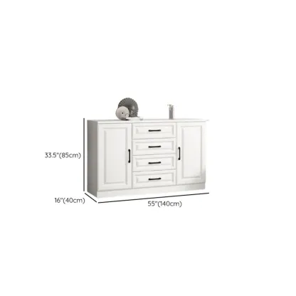 Freestanding White Wooden Cabinet with Drawers & Doors Image - 13