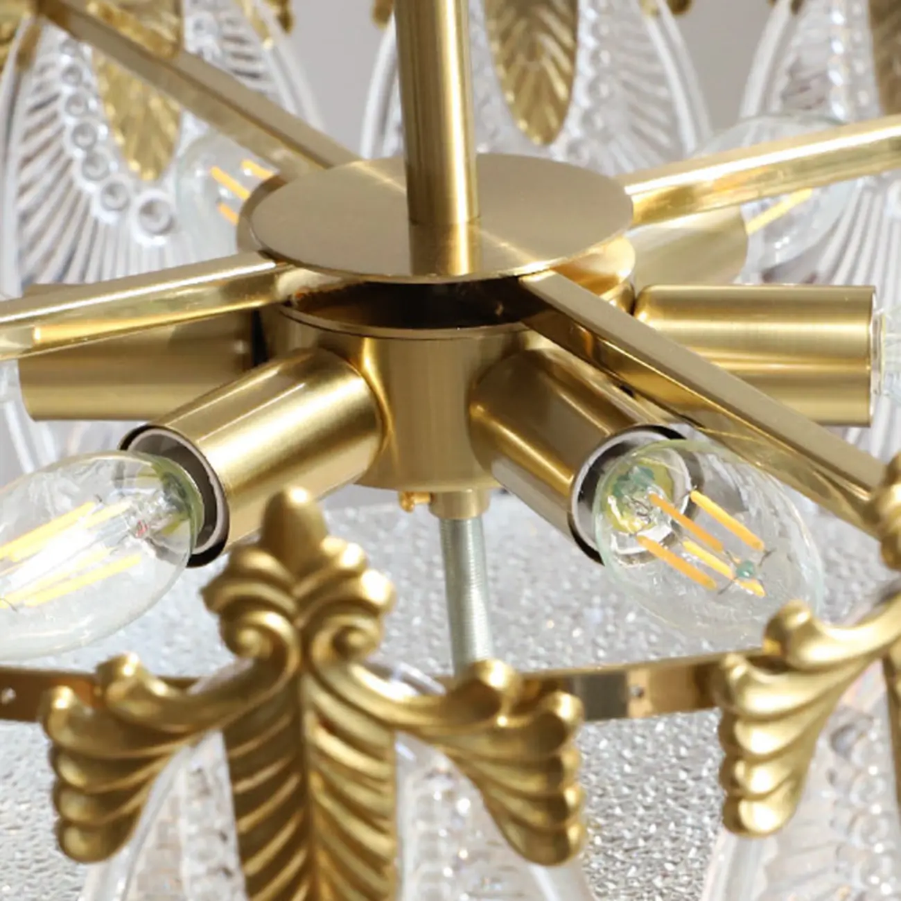 Vintage Glass Leaf Round Ceiling Light for Living Room Elegance Image - 7 | homeyfad