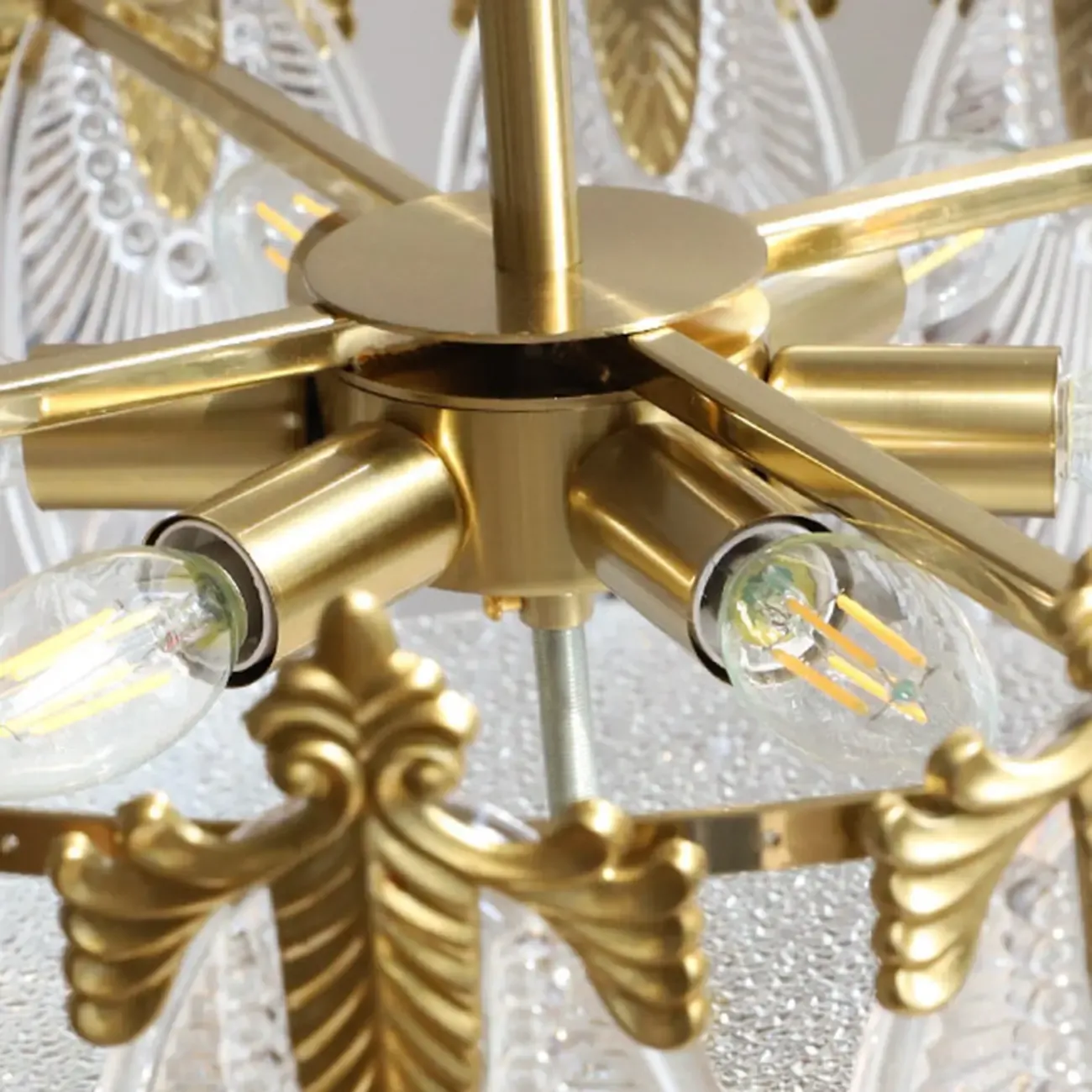 Vintage Glass Leaf Round Ceiling Light for Living Room Elegance Image - 7