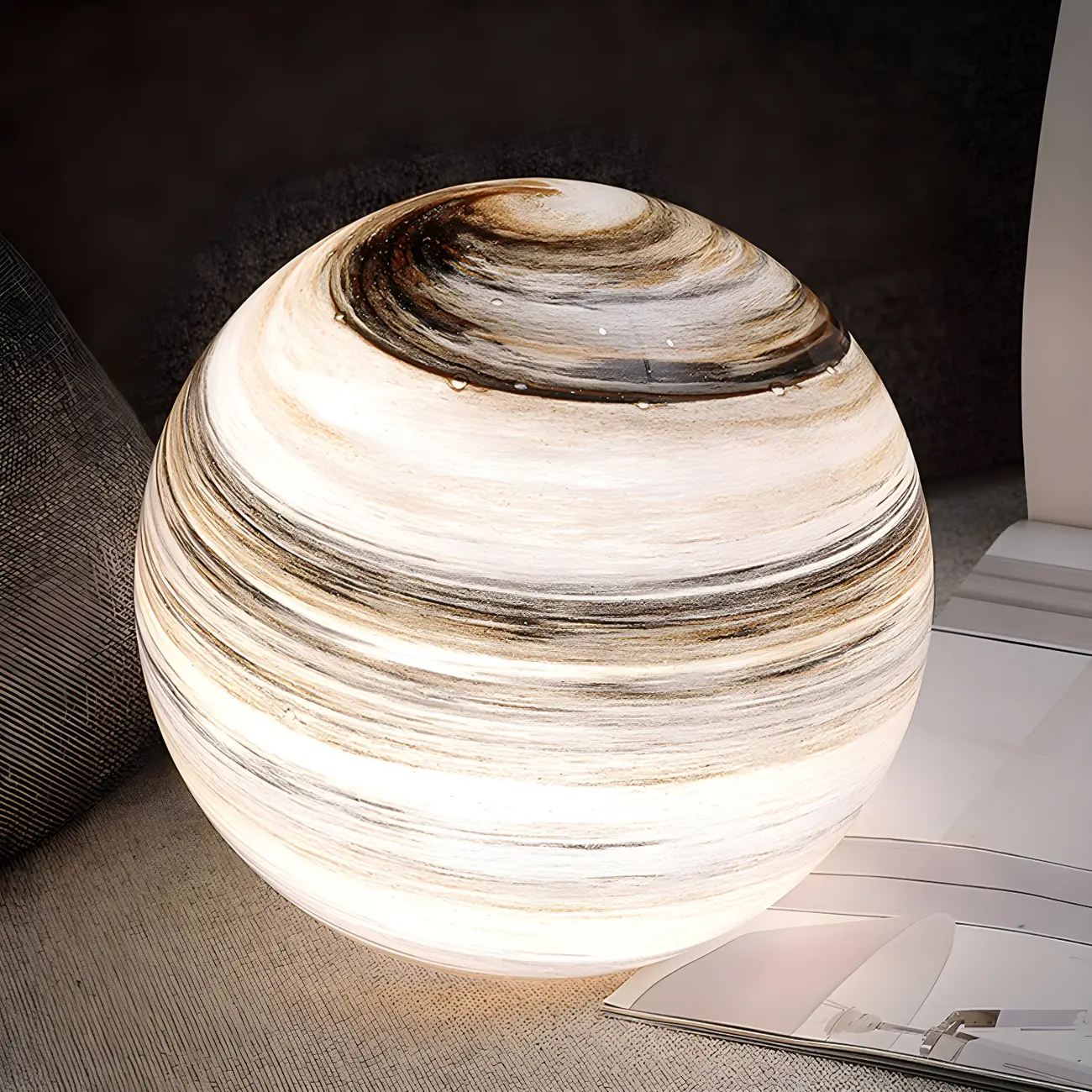 Unique Glass Globe Planet Design Table Lamp for Living Room Image - 8 | homeyfad