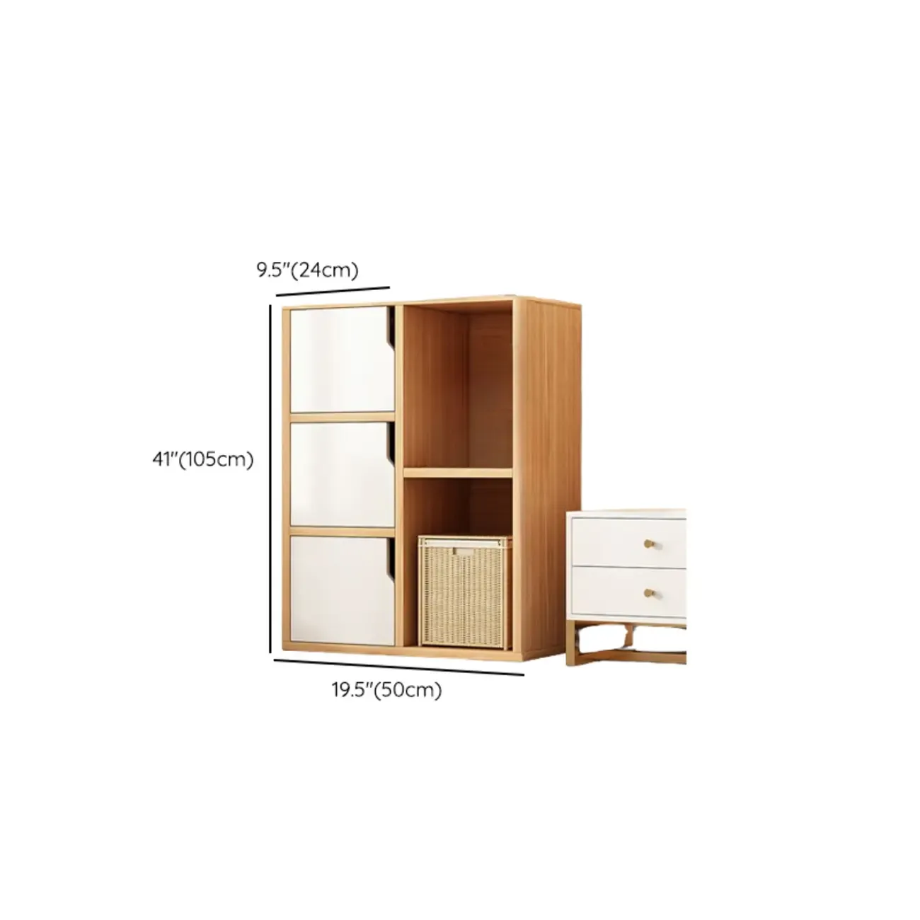 Modern White Storage Cabinet with Drawers for Entryway  #size