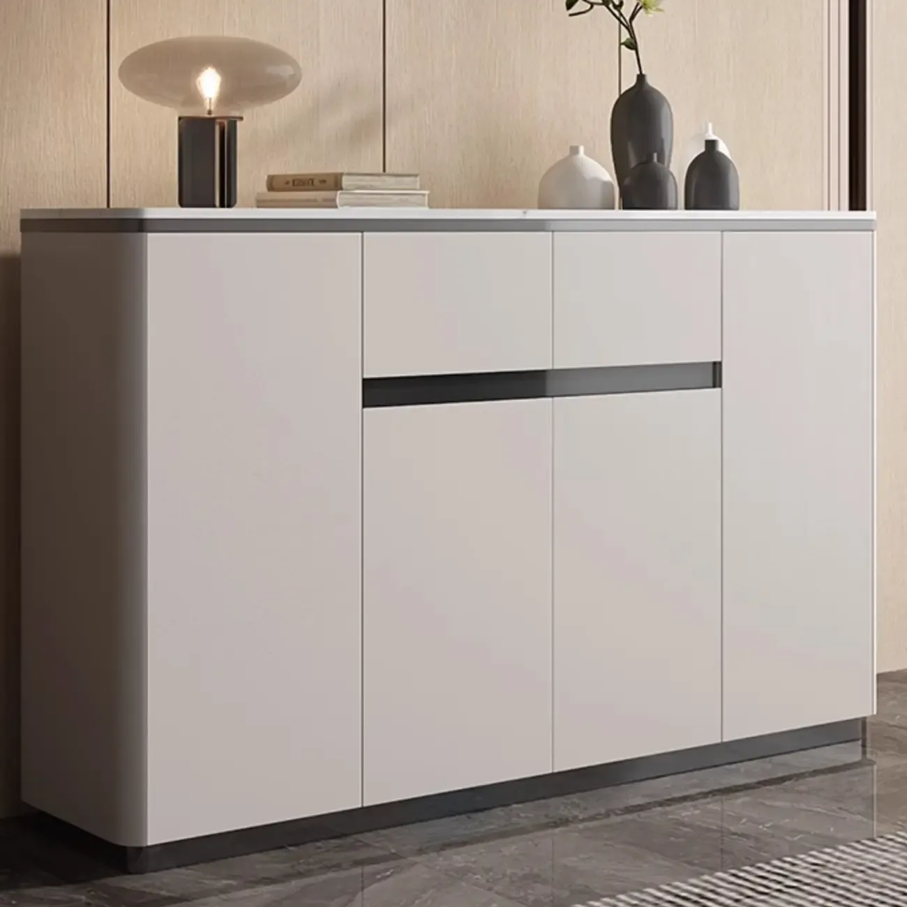 Modern Grey Sideboard with Sintered Stone Top Image - 6