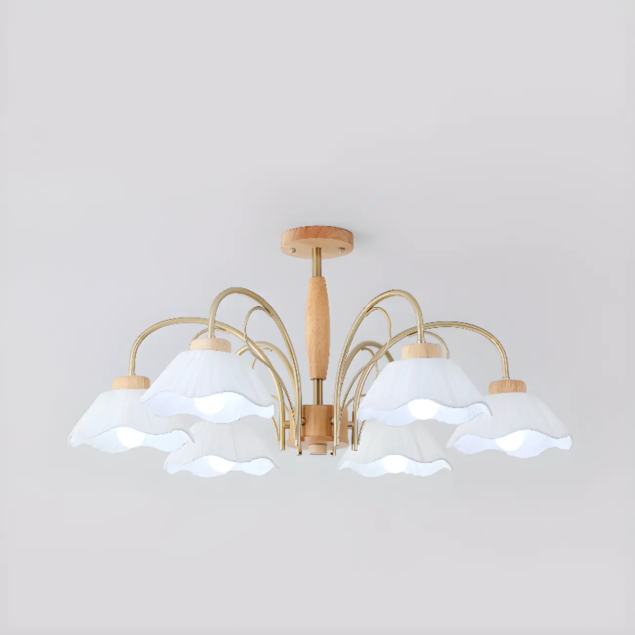 Floral Fabric Ceiling Light for Living Room in Natural Finish | homeyfad