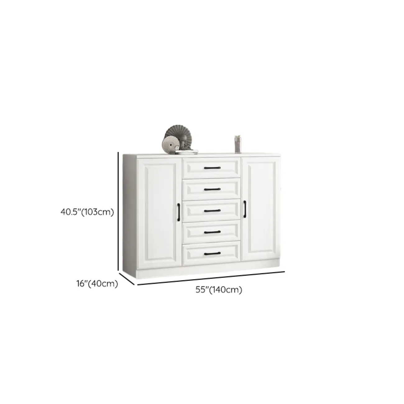 Freestanding White Wooden Cabinet with Drawers & Doors Image - 15 | homeyfad