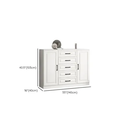 Freestanding White Wooden Cabinet with Drawers & Doors Image - 15