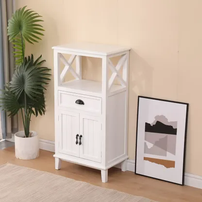 Modern Rectangular Accent Cabinet with Exterior Shelf   Image - 6