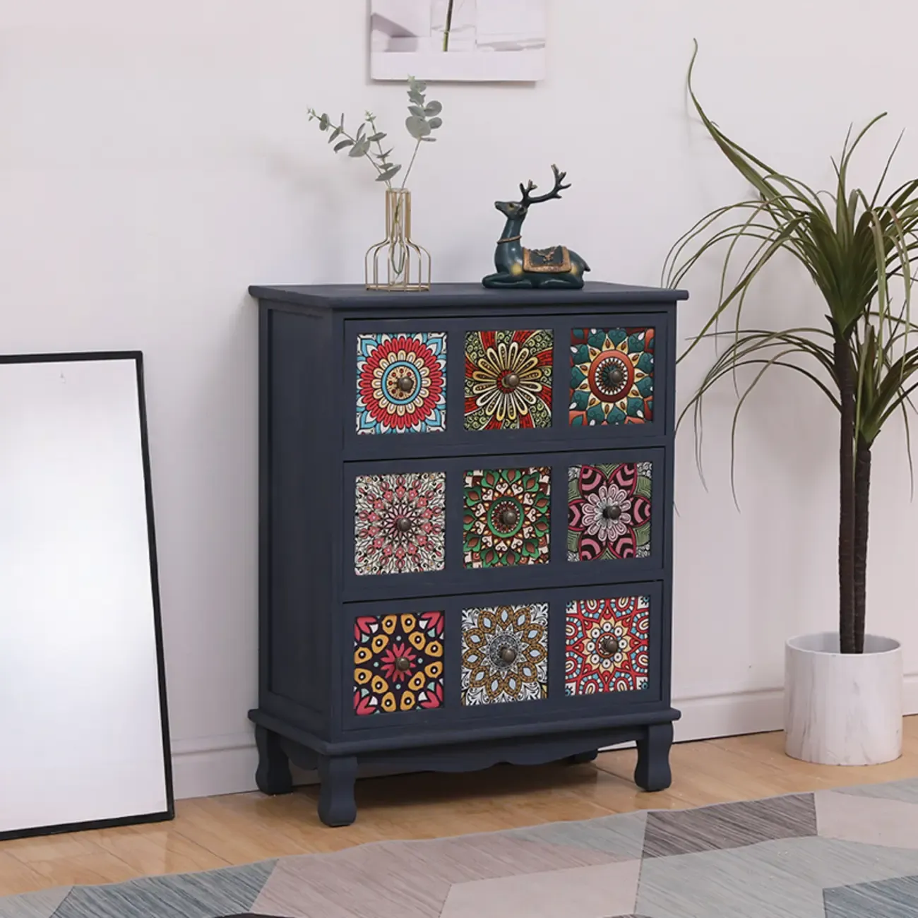 Mid-Century Modern Cabinet with Decorative patterns for Home Image - 8