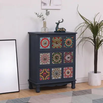 Mid-Century Modern Cabinet with Decorative patterns for Home Image - 8
