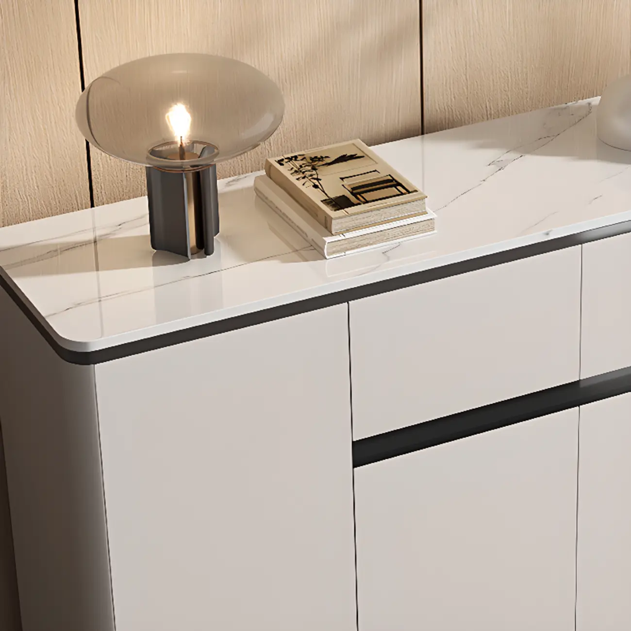 Modern Grey Sideboard with Sintered Stone Top Image - 7 | homeyfad