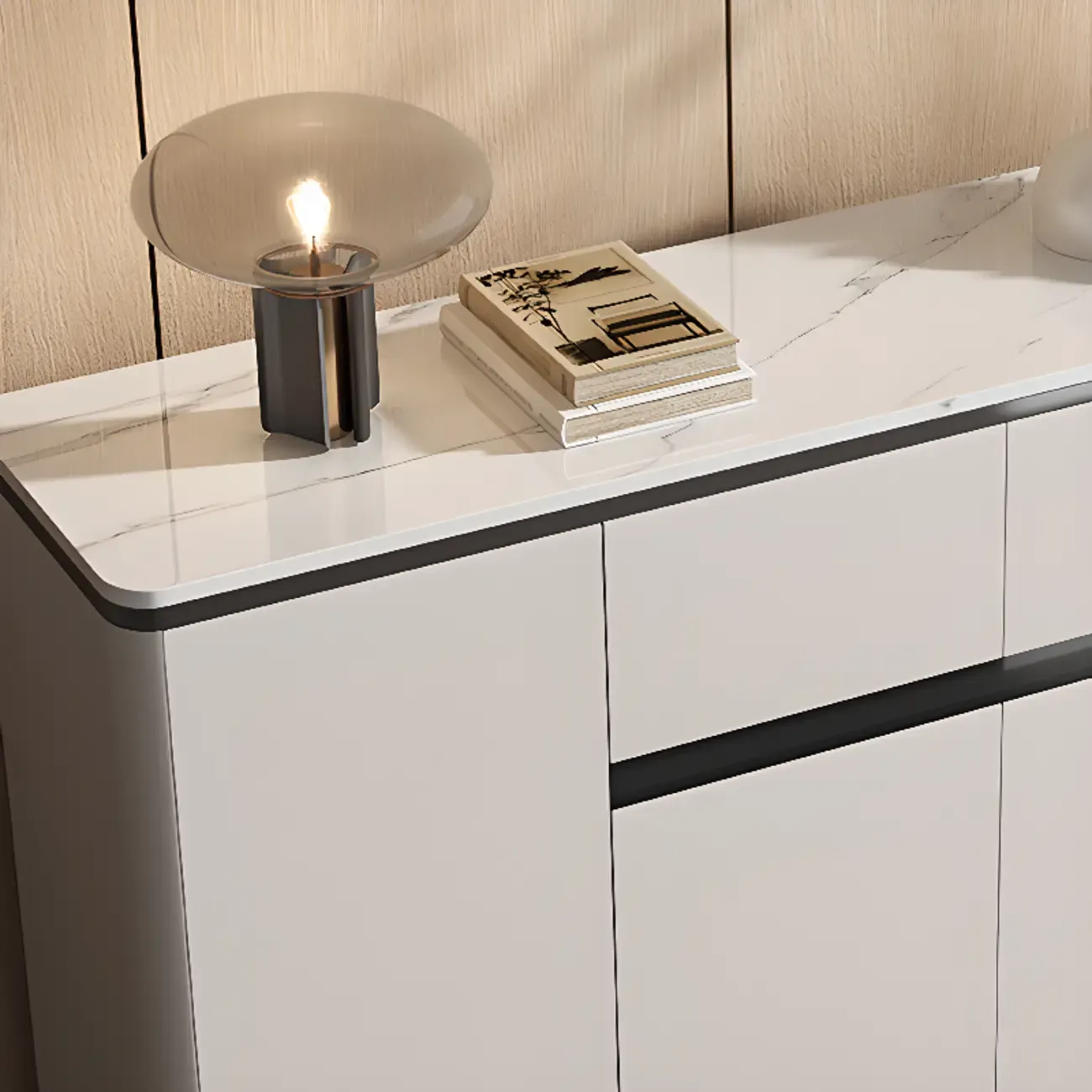 Modern Grey Sideboard with Sintered Stone Top Image - 7