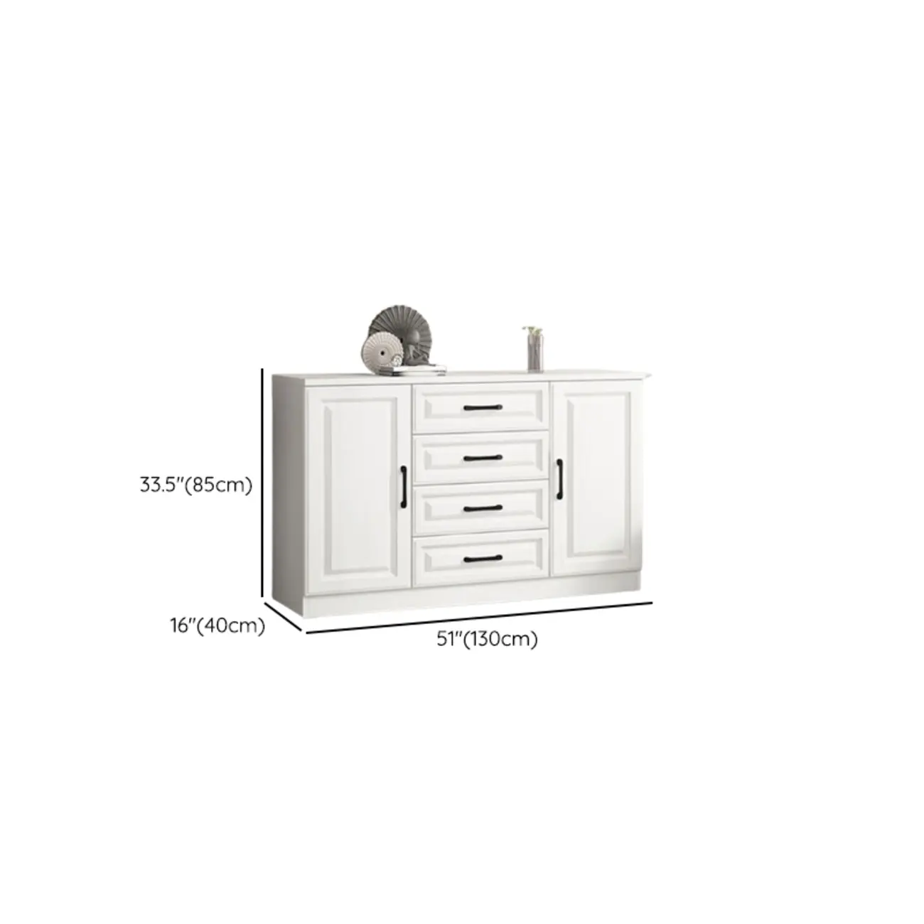 Freestanding White Wooden Cabinet with Drawers & Doors Image - 16 | homeyfad