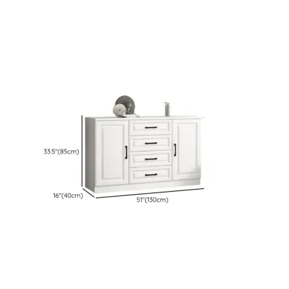 Freestanding White Wooden Cabinet with Drawers & Doors Image - 16