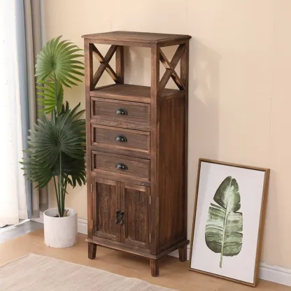 Modern Rectangular Accent Cabinet with Exterior Shelf   Image - 7