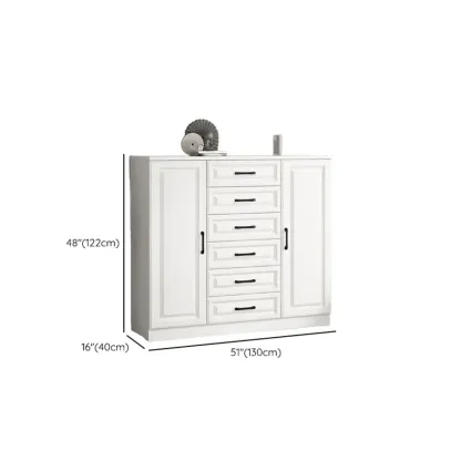 Freestanding White Wooden Cabinet with Drawers & Doors Image - 17