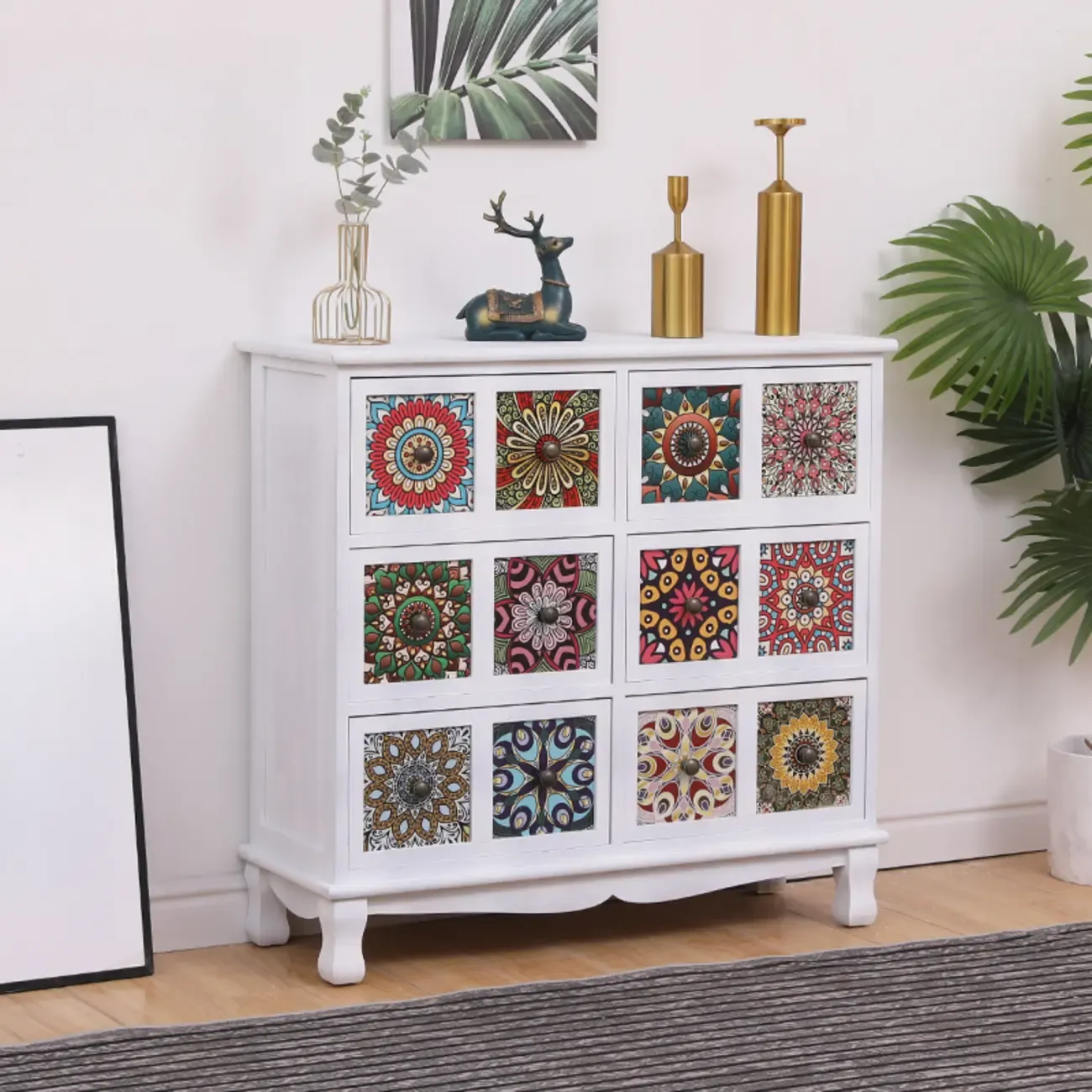 Mid-Century Modern Cabinet with Decorative patterns for Home Image - 9