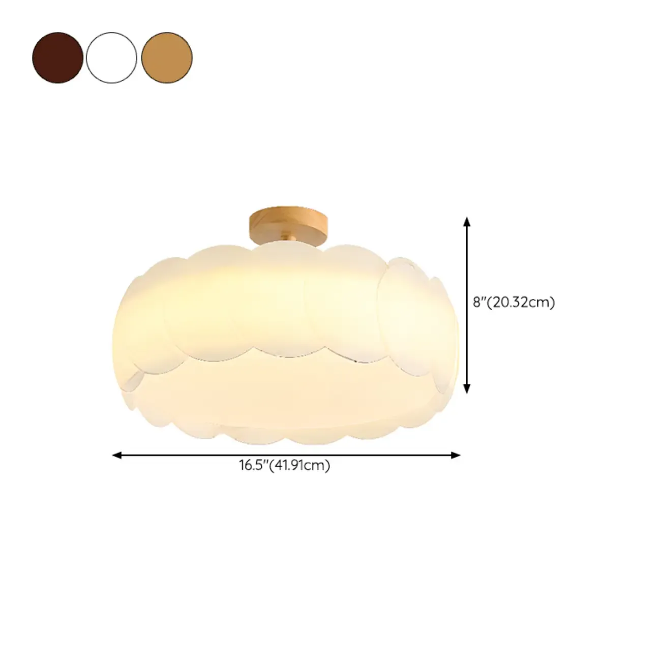 8" Elegant LED Semi Flush Ceiling Light in Natural Finish  #size