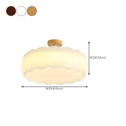 8" Elegant LED Semi Flush Ceiling Light in Natural Finish  #size