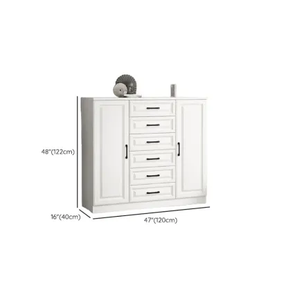 Freestanding White Wooden Cabinet with Drawers & Doors Image - 18