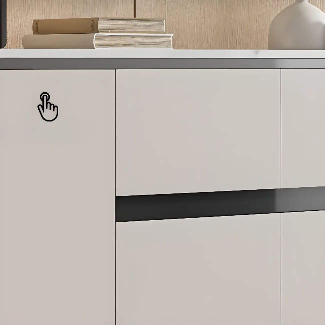 Modern Grey Sideboard with Sintered Stone Top Image - 9