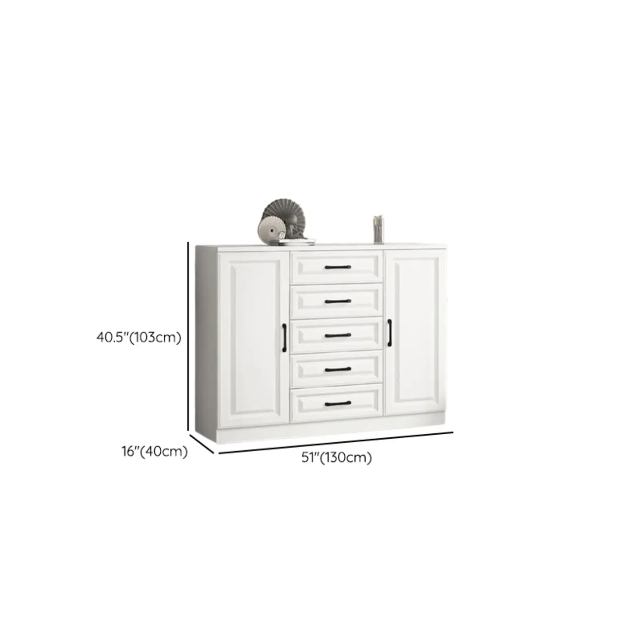 Freestanding White Wooden Cabinet with Drawers & Doors Image - 19 | homeyfad