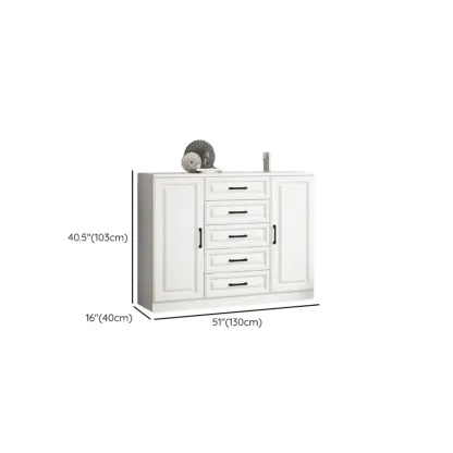 Freestanding White Wooden Cabinet with Drawers & Doors Image - 19
