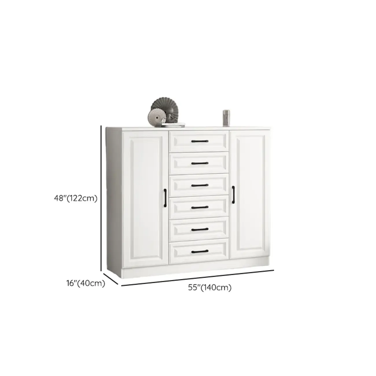 Freestanding White Wooden Cabinet with Drawers & Doors Image - 20
