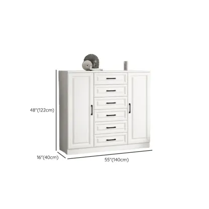 Freestanding White Wooden Cabinet with Drawers & Doors Image - 20