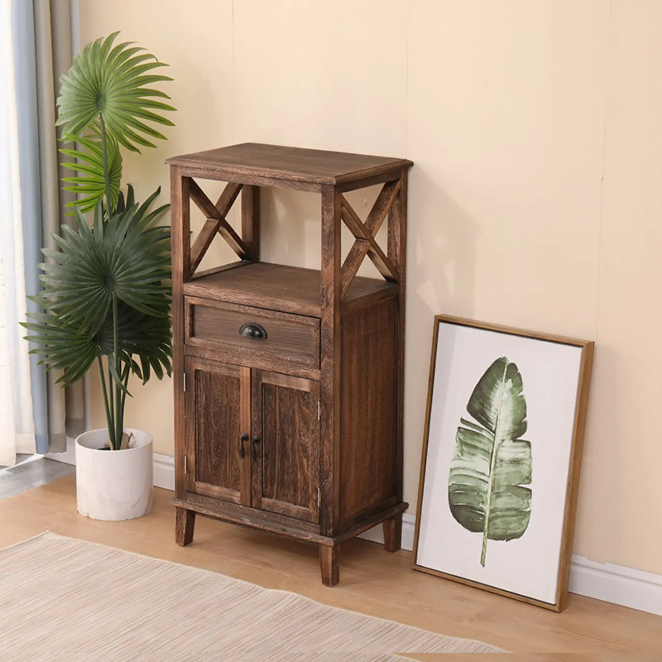 Modern Rectangular Accent Cabinet with Exterior Shelf   Image - 11 | homeyfad