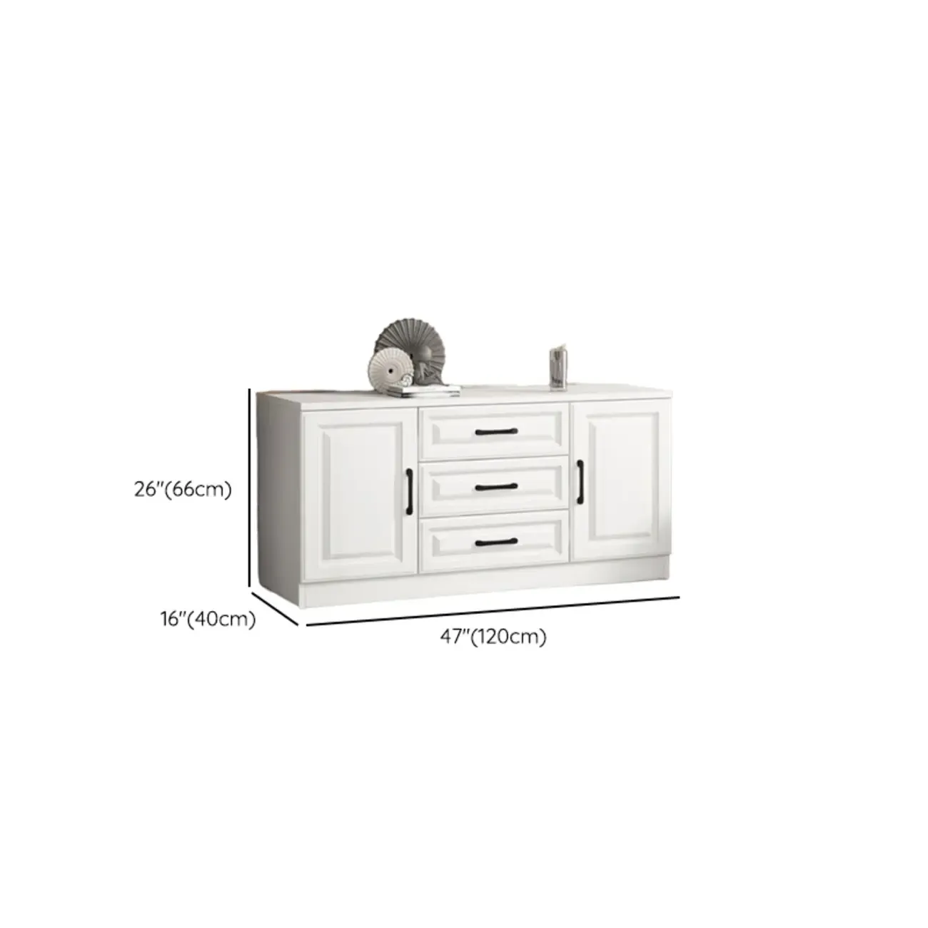Freestanding White Wooden Cabinet with Drawers & Doors Image - 22
