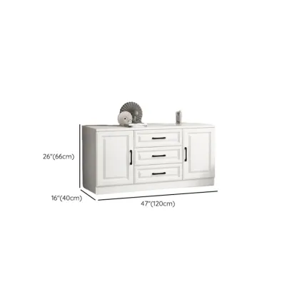 Freestanding White Wooden Cabinet with Drawers & Doors Image - 22