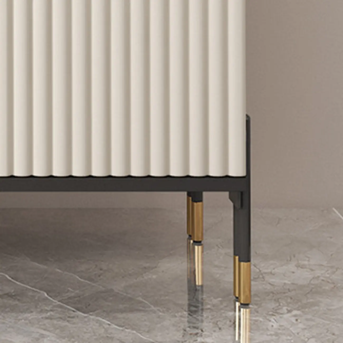 Glam White Sideboard with Stone Top and Drawers Image - 9 | homeyfad