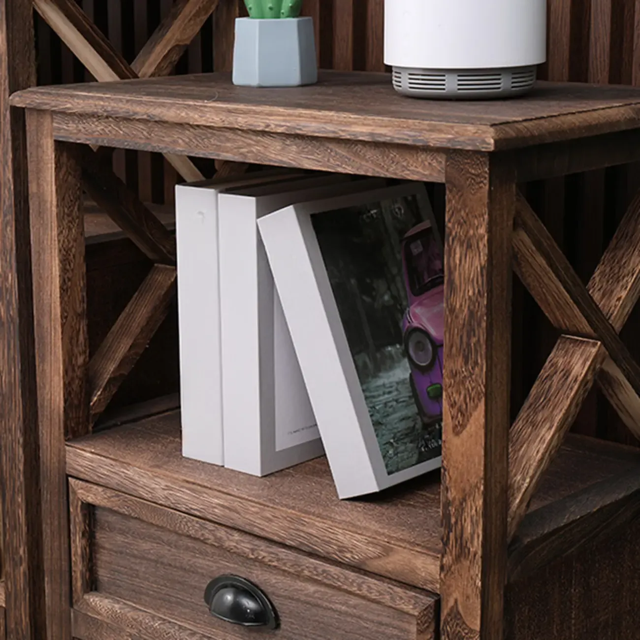 Modern Rectangular Accent Cabinet with Exterior Shelf   Image - 12