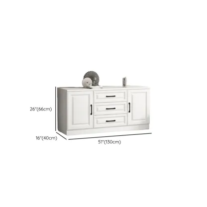 Freestanding White Wooden Cabinet with Drawers & Doors Image - 23