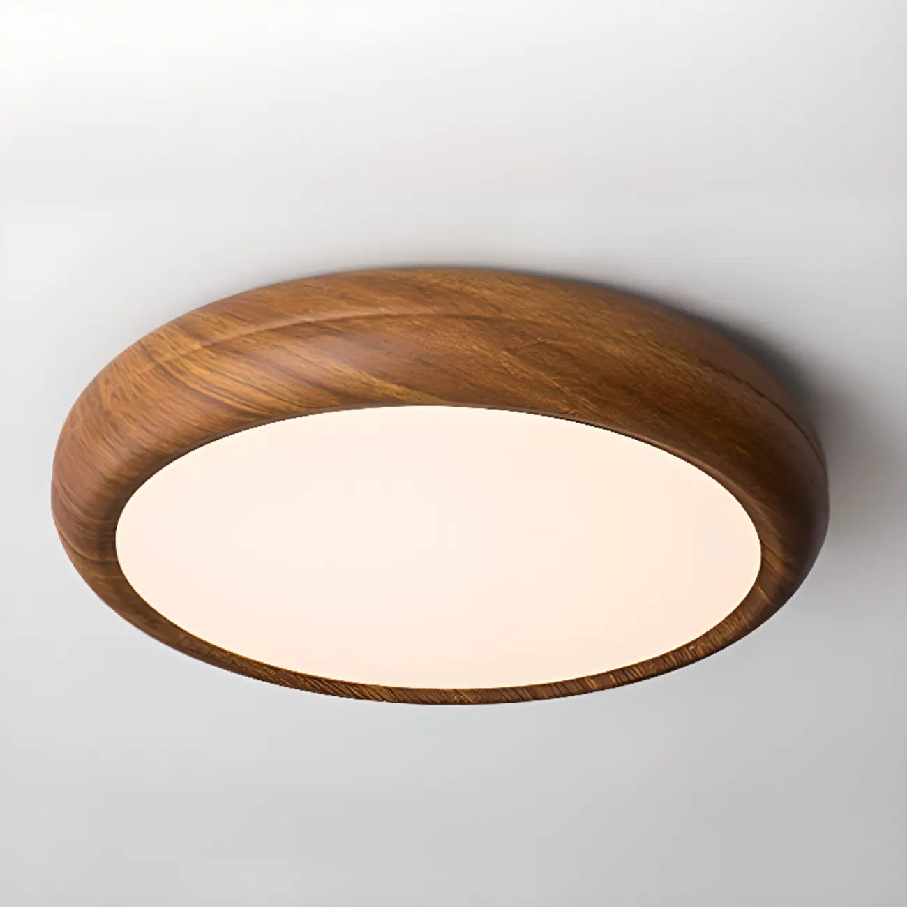 Simple LED Walnut Flush Mount Ceiling Light for Bedroom Image - 2 | homeyfad