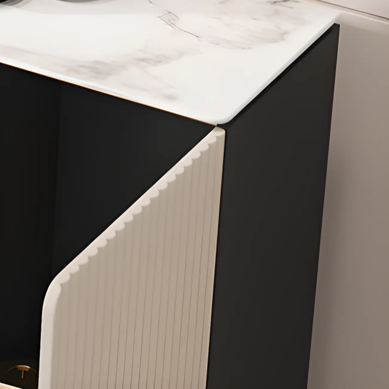 Glam White Sideboard with Stone Top and Drawers Image - 11 | homeyfad