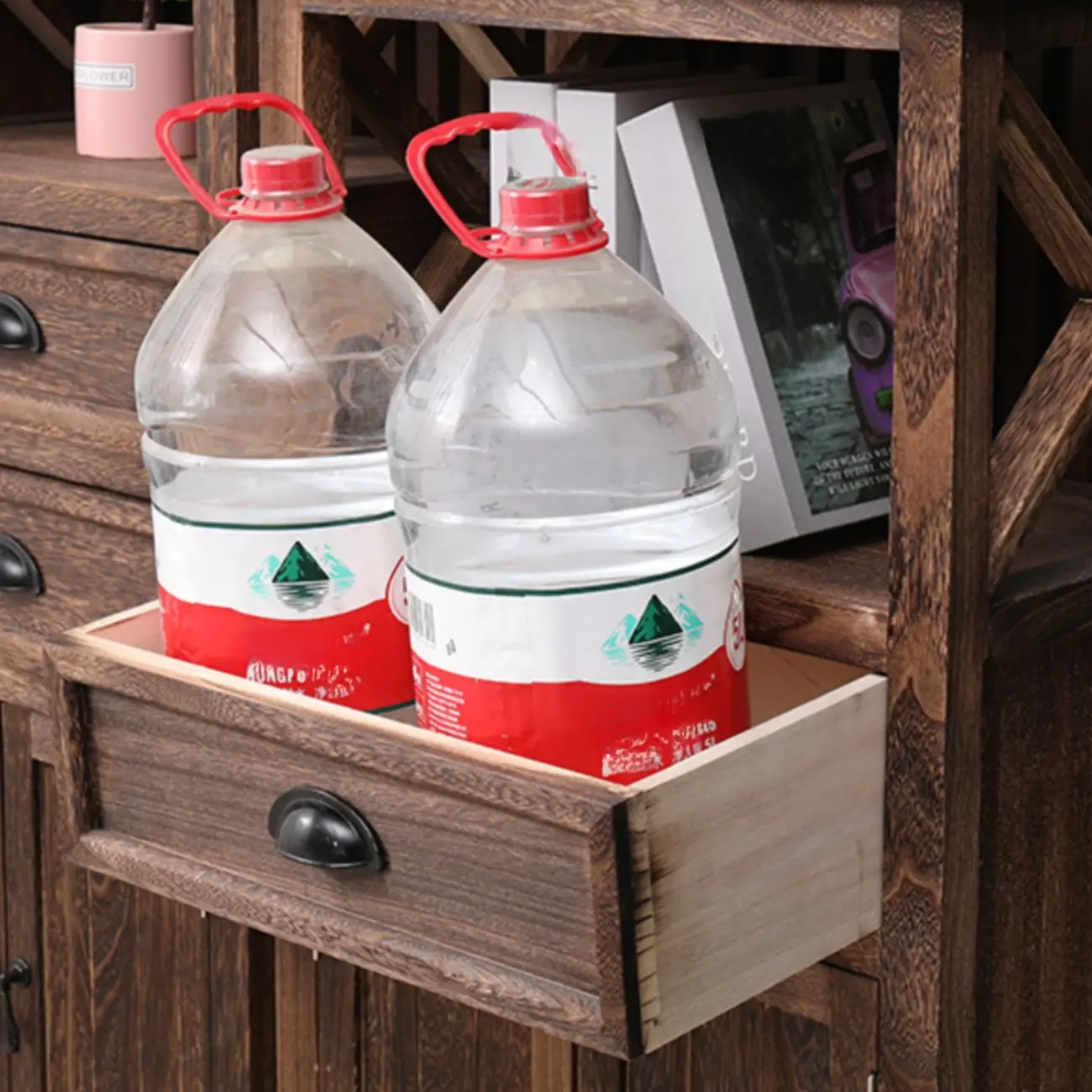 Modern Rectangular Accent Cabinet with Exterior Shelf   Image - 13 | homeyfad